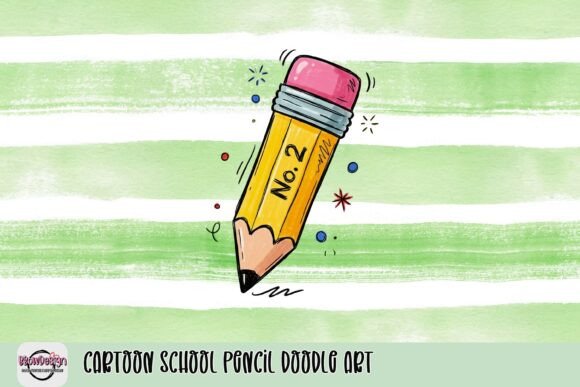 Cartoon School Pencil Doodle Art