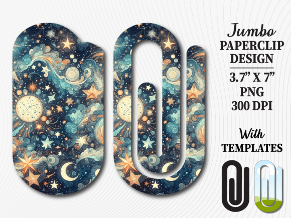 Celestial Moon Star Jumbo Paperclip