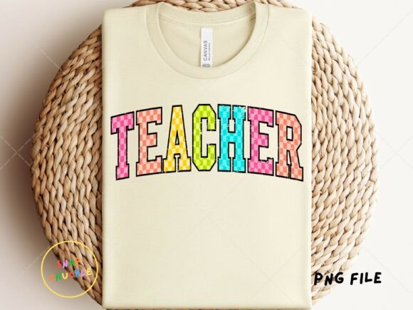 Checkered Distressed Teacher PNG