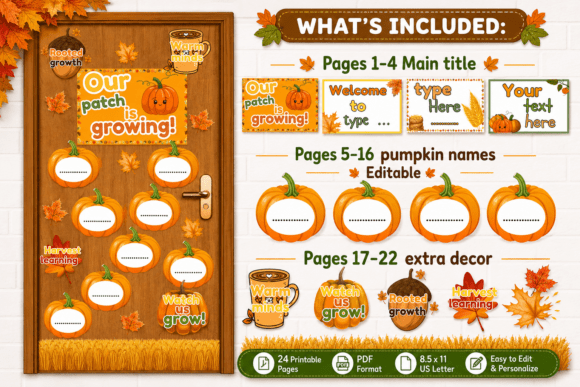 Editable Autumn Classroom Door Decor: Transform Your Space with Ease