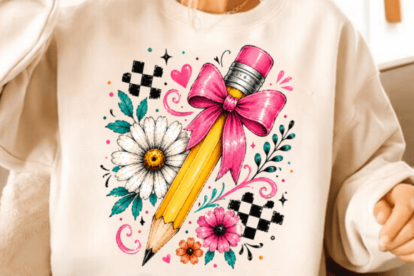 Floral Teacher Pencil PNG Sublimation: Strategic Application for Educator Branding