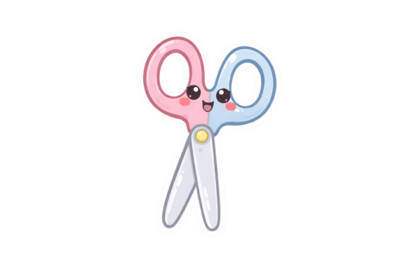 Kawaii School Scissors Sticker: A Design Asset for Playful Branding