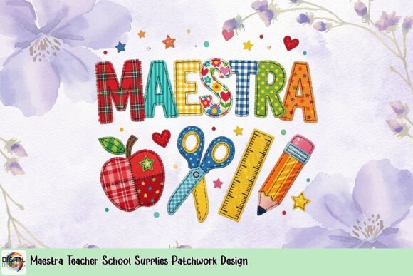 Maestra Teacher School Supplies Patchwork Design