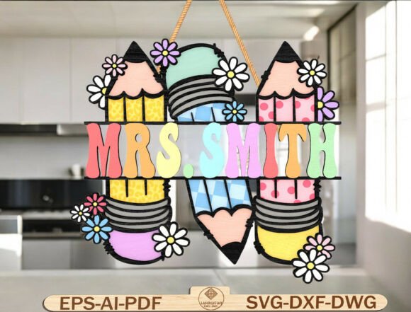 Personalized Teacher Pencil Door Hanger