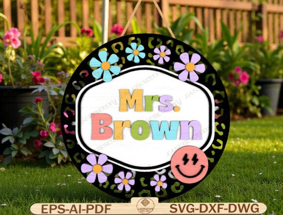 Retro Floral Classroom Door Hanger SVG