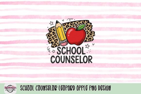 School Counselor Leopard Apple PNG Design