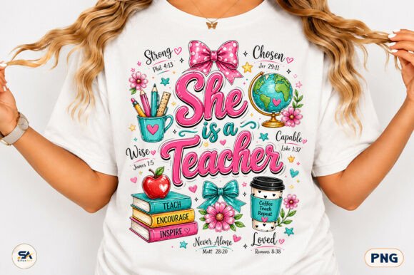 She Is A Teacher PNG Sublimation Design