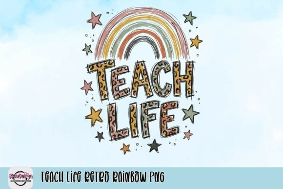 Teach Life Retro Rainbow PNG