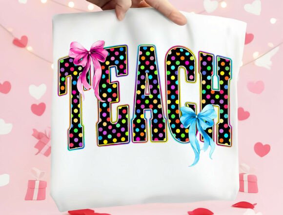 Teach Polka Dot Bow PNG: Vibrant Design for Educators