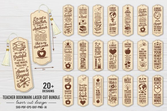 Teacher Bookmark Laser Cut Bundle