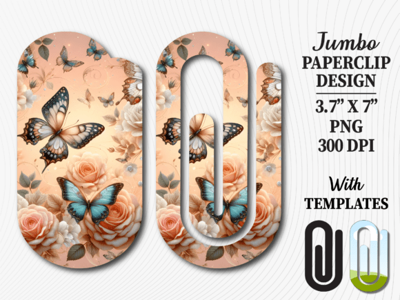 Vintage Butterfly Floral Jumbo Paperclip