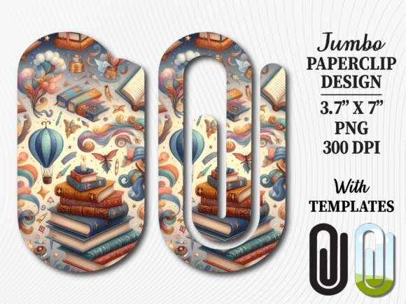 Vintage Librarian Books Jumbo Paperclip